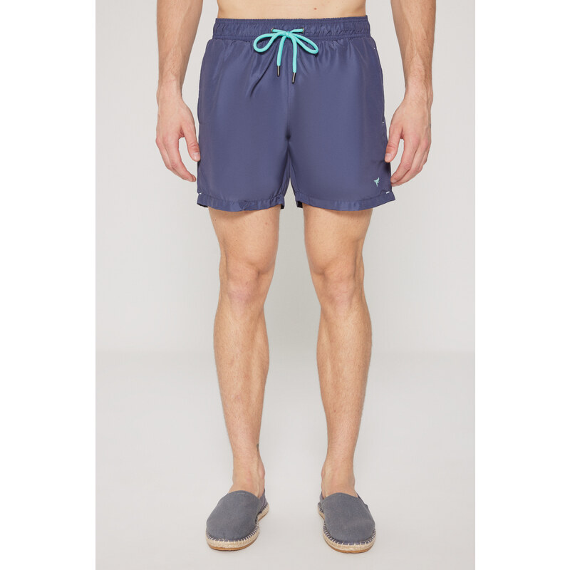 AC&Co / Altınyıldız Classics Men's Navy Blue Regular Fit, Regular Cut Quick Dry Side Pockets Patterned Swimwear.