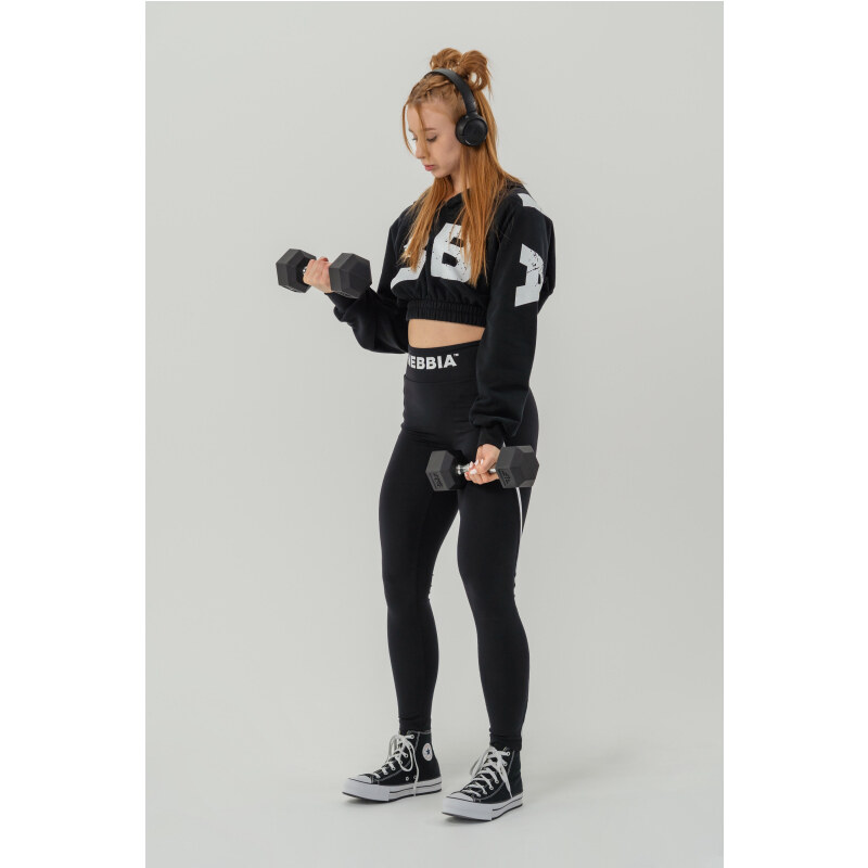 NEBBIA - Crop top mikina MUSCLE MOMMY 619 (black)