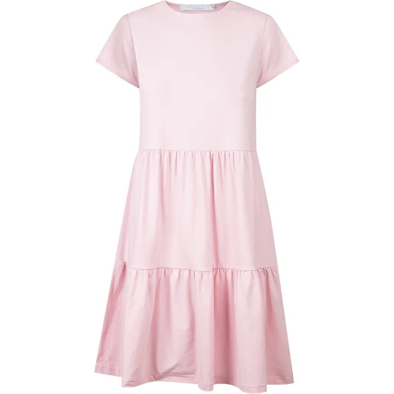 MALLER Dámské tričkové šaty s volány BASIC pink - L