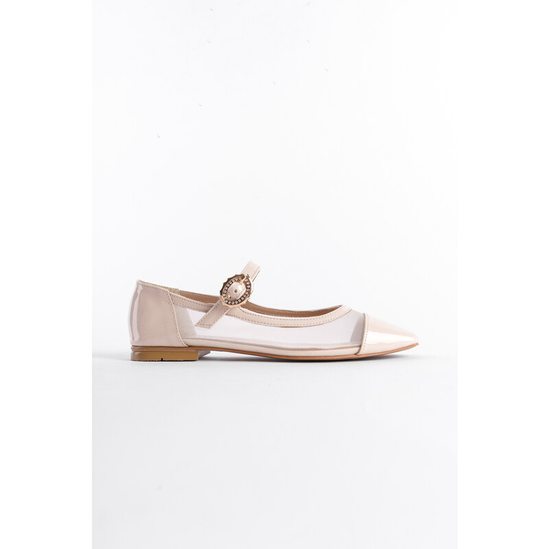 Capone Outfitters Flat Toe Banded Patent Leather Flats