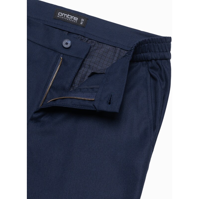 Ombre Clothing Pánské klasické chino kalhoty SLIM FIT - tmavě modré V1 OM-PACP-0182