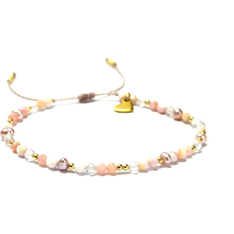 BRYXI Náramek z růžového opálu a říčních perel