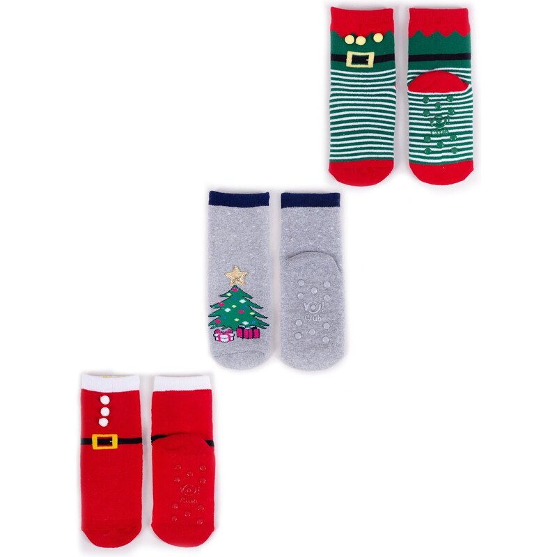 Yoclub Kids's Children's Christmas Terry 3Pack Socks SKF-X001U-AA0D-0001