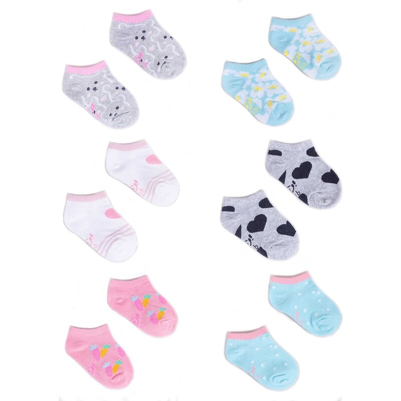 Yoclub Kids's Girls' Ankle Cotton Socks Patterns Colours 6-Pack SKS-0008G-AA00-003