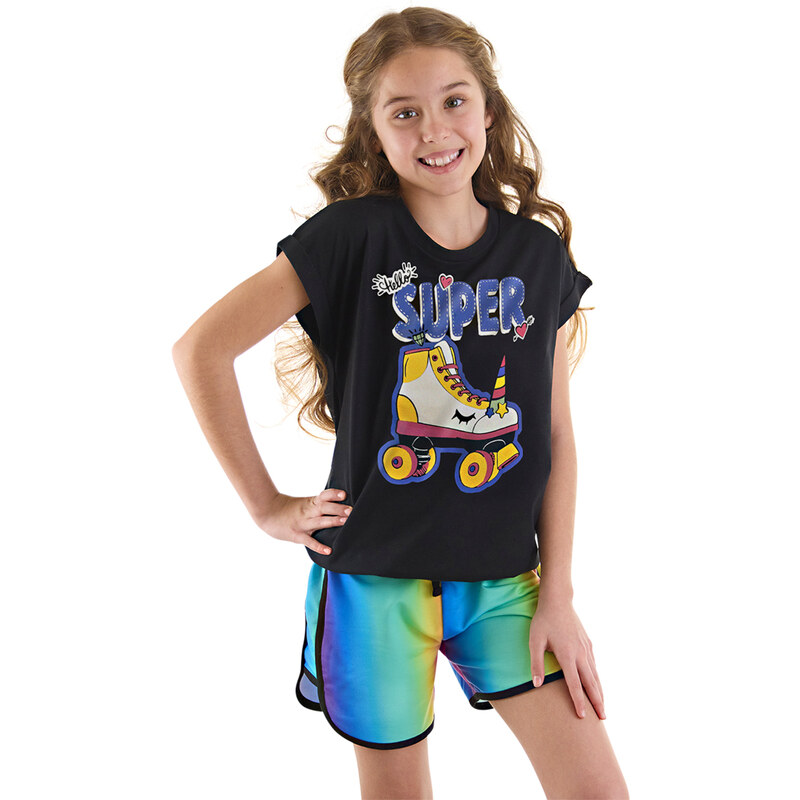 mshb&g Unicorn Skate Girls Kids T-shirt Shorts Set