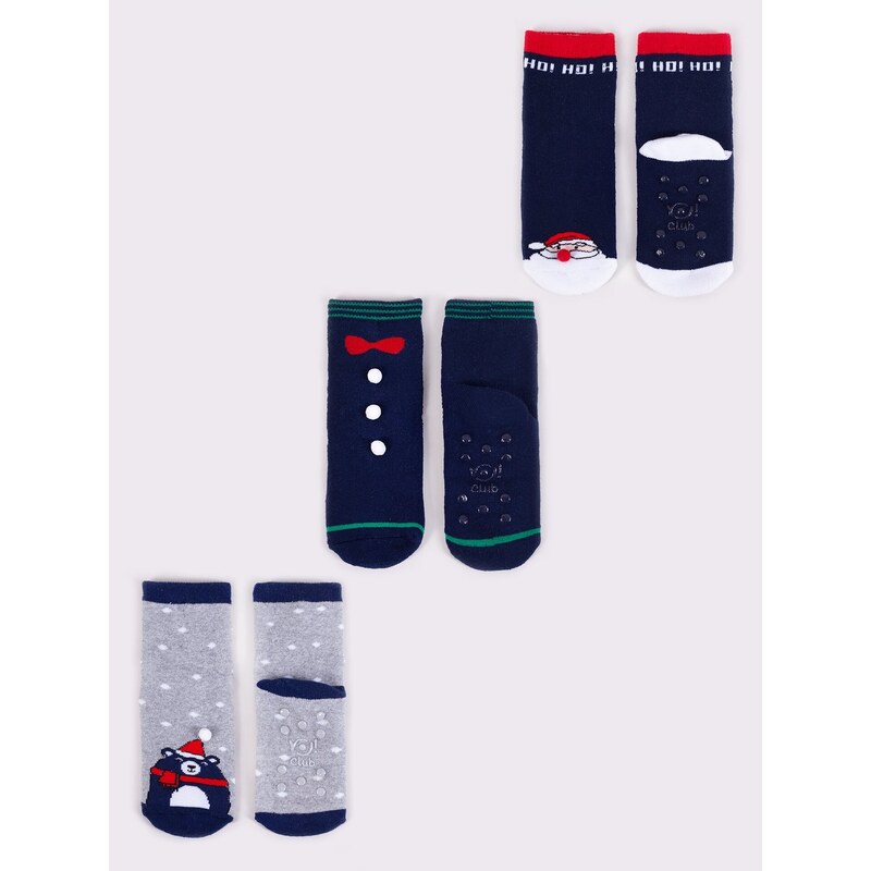 Yoclub Kids's Children's Christmas Terry 3Pack Socks SKF-X001U-AA0D-0002