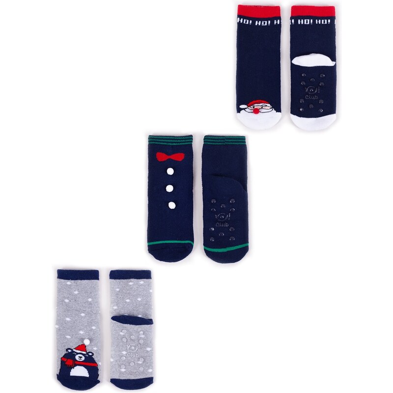 Yoclub Kids's Children's Christmas Terry 3Pack Socks SKF-X001U-AA0D-0002