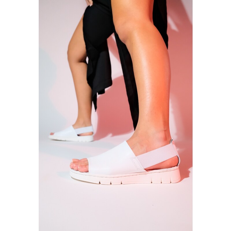 LuviShoes LONDOI White Skin Genuine Leather Women's Sandals