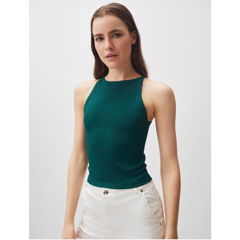 Jimmy Key Green Halter Neck Sleeveless Basic Undershirt