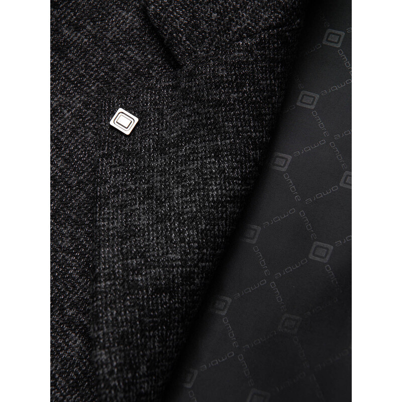 Ombre Men's casual jacket with decorative pin on lapel - graphite melange