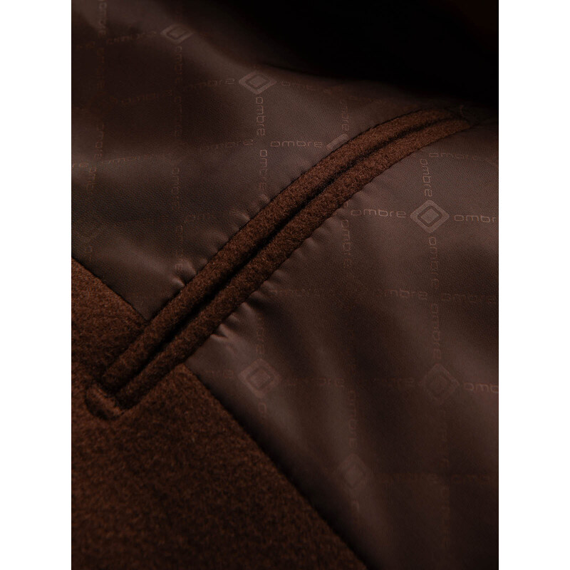 Ombre Clothing Pánské sako s ozdobnými knoflíky na manžetách - čokoládově hnědé V1 OM-BLZB-0118