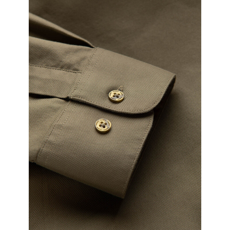 Ombre Clothing Pánská bavlněná košile s kapsou REGULAR FIT - olivová V2 OM-SHCS-0147