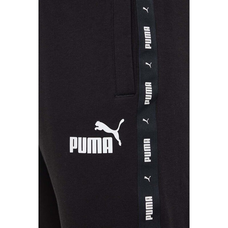 Tepláky Puma černá barva, s potiskem, 847388