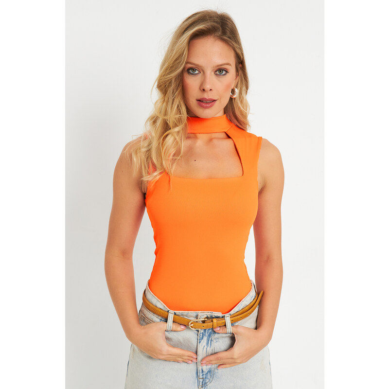 Cool & Sexy Women's Window Blouse Orange