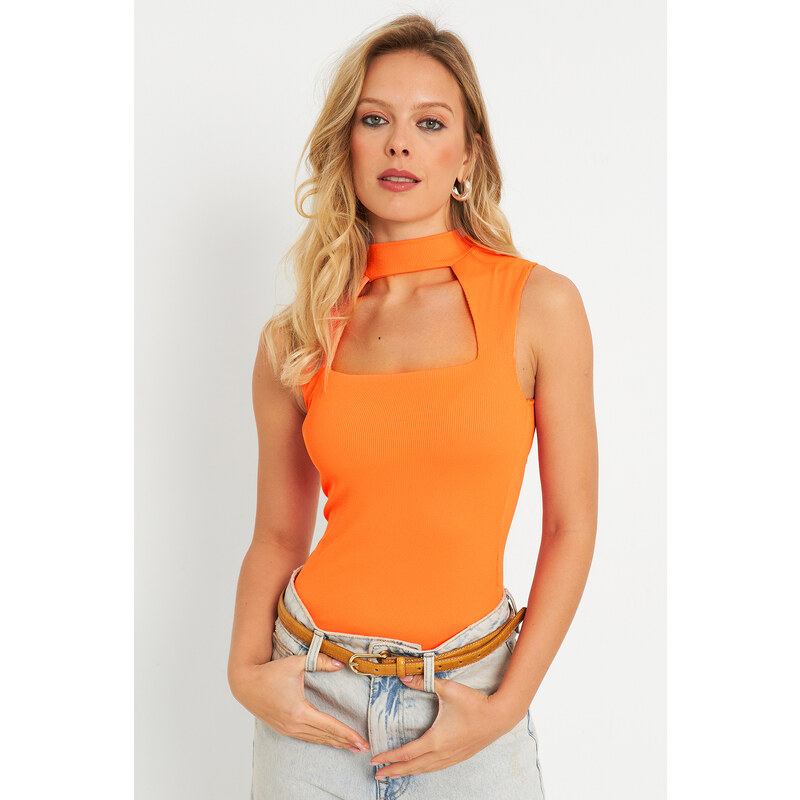 Cool & Sexy Women's Window Blouse Orange