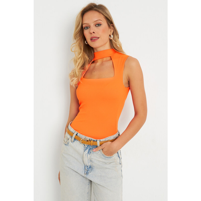 Cool & Sexy Women's Window Blouse Orange