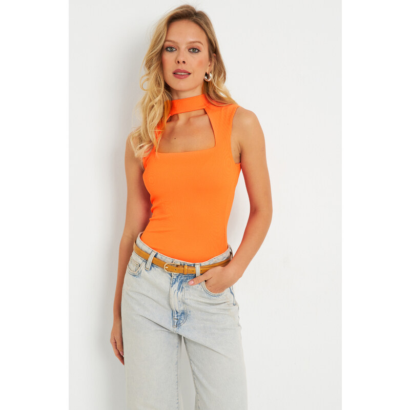 Cool & Sexy Women's Window Blouse Orange