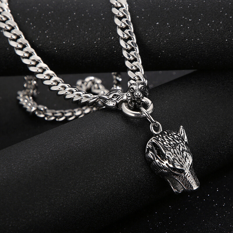 Royal Fashion pánský náhrdelník Vlk KN228913-KFC