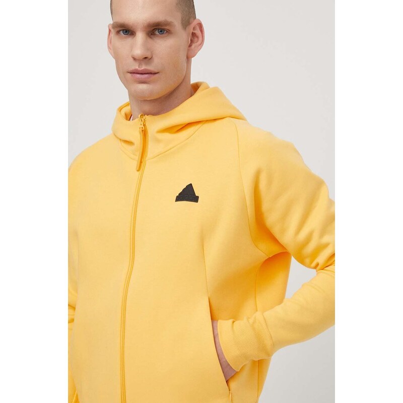 Mikina adidas Z.N.E pánská, žlutá barva, s kapucí, s potiskem, IR5237