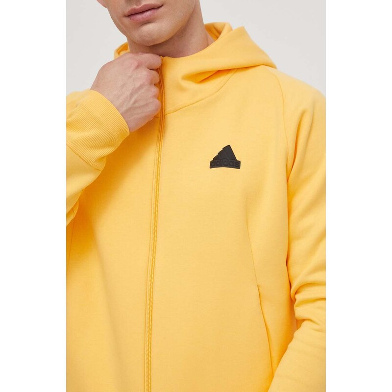 Mikina adidas Z.N.E pánská, žlutá barva, s kapucí, s potiskem, IR5237
