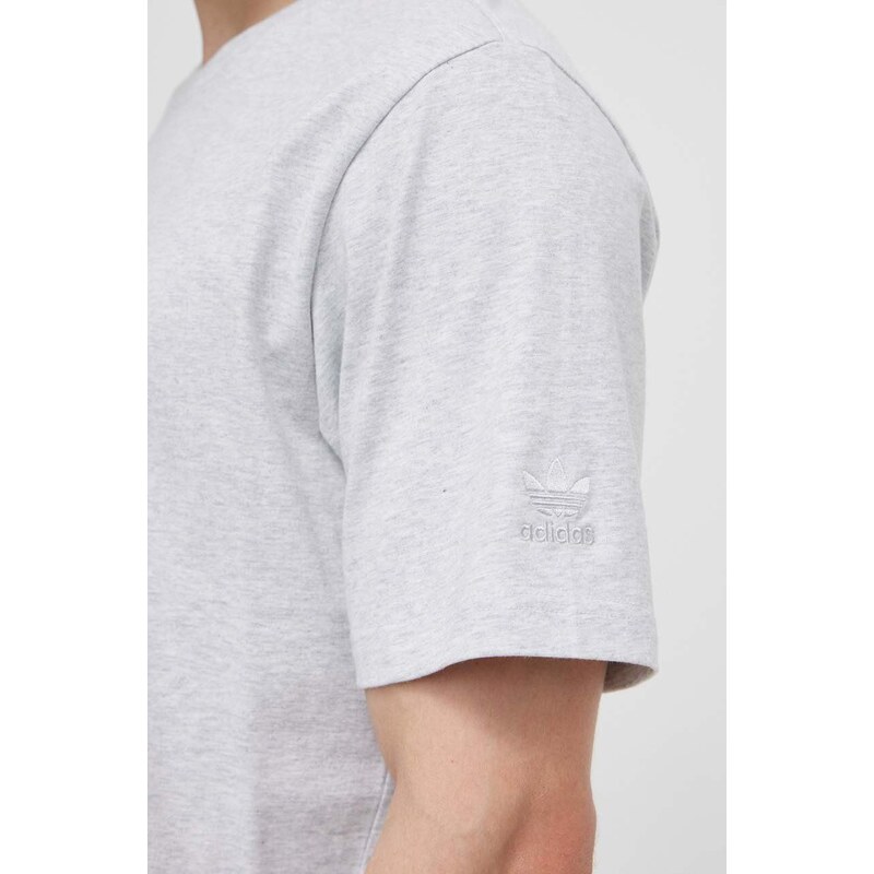 Bavlněné tričko adidas Originals šedá barva, s potiskem, IS2912
