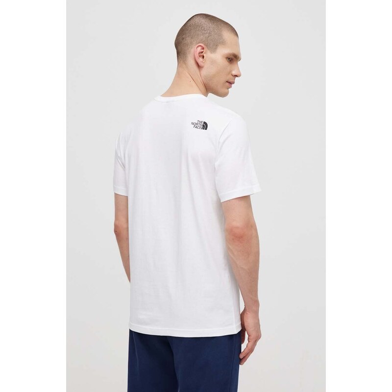 Bavlněné tričko The North Face M S/S Fine Tee bílá barva, s potiskem, NF0A87NDFN41