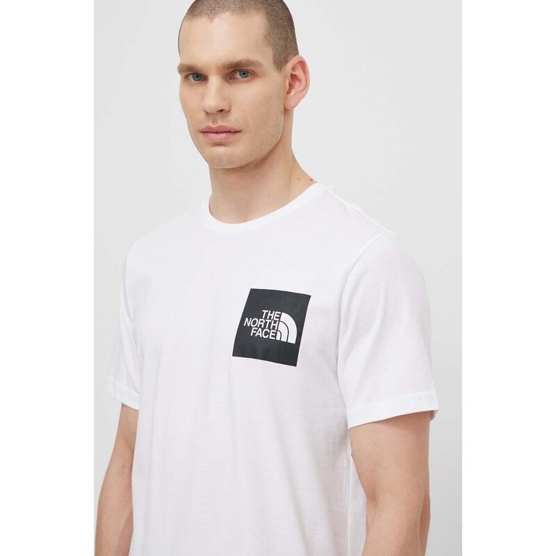 Bavlněné tričko The North Face M S/S Fine Tee bílá barva, s potiskem, NF0A87NDFN41