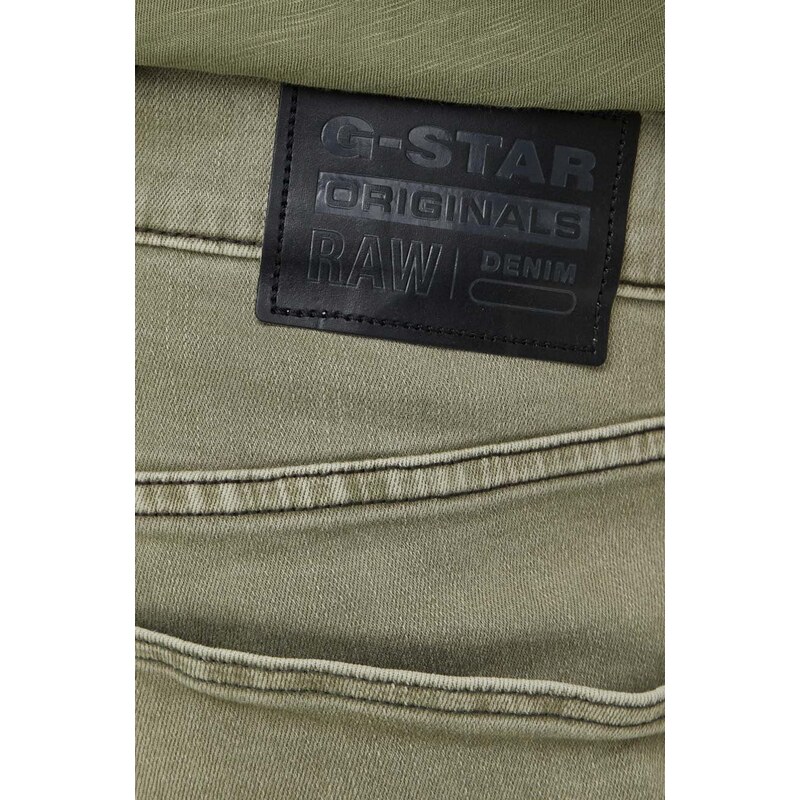 Džínové šortky G-Star Raw pánské, zelená barva