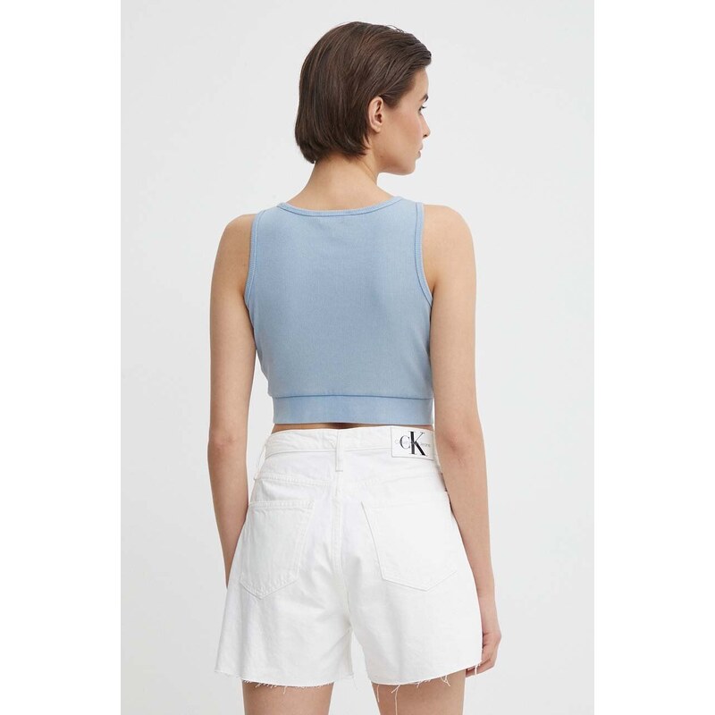 Džínové šortky Calvin Klein Jeans dámské, béžová barva, hladké, high waist, J20J222811