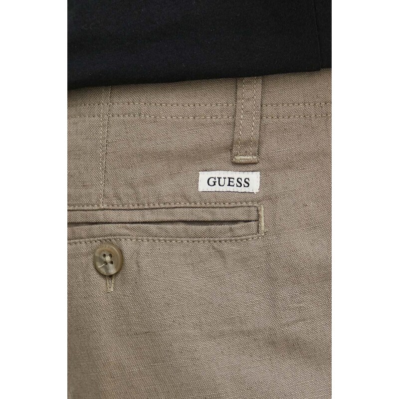 Plátěné kraťasy Guess ECO LINEN béžová barva, M4GB59 WG8B0