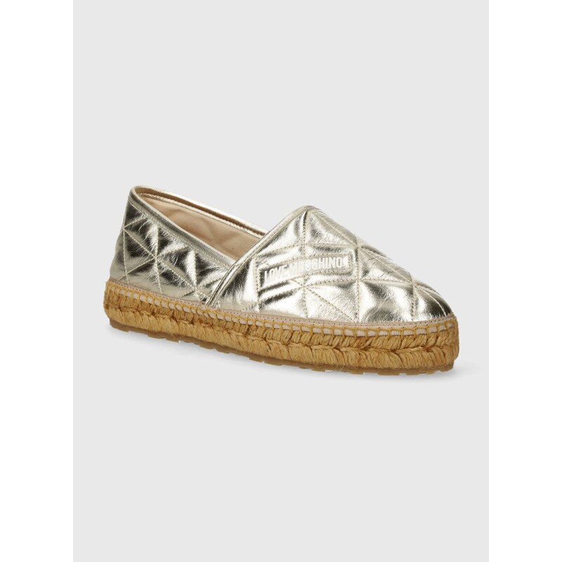 Kožené espadrilky Love Moschino zlatá barva, JA10582G0IIF0900