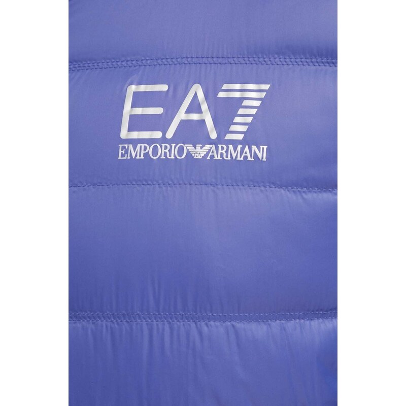 Péřová bunda EA7 Emporio Armani pánská, fialová barva, přechodná