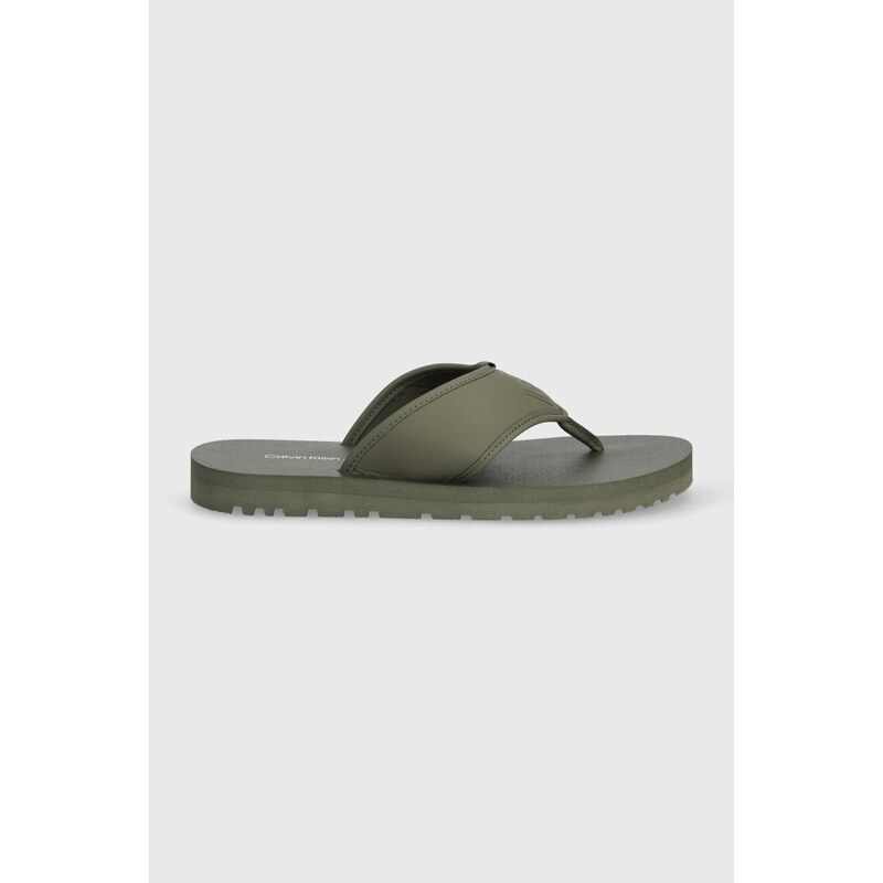 Žabky Calvin Klein Jeans THONG SANDAL SLIPON RP IN BTW pánské, zelená barva, YM0YM00943