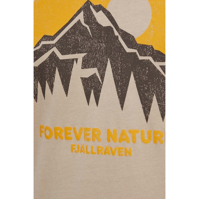 Bavlněné tričko Fjallraven Nature béžová barva, s potiskem, F87053