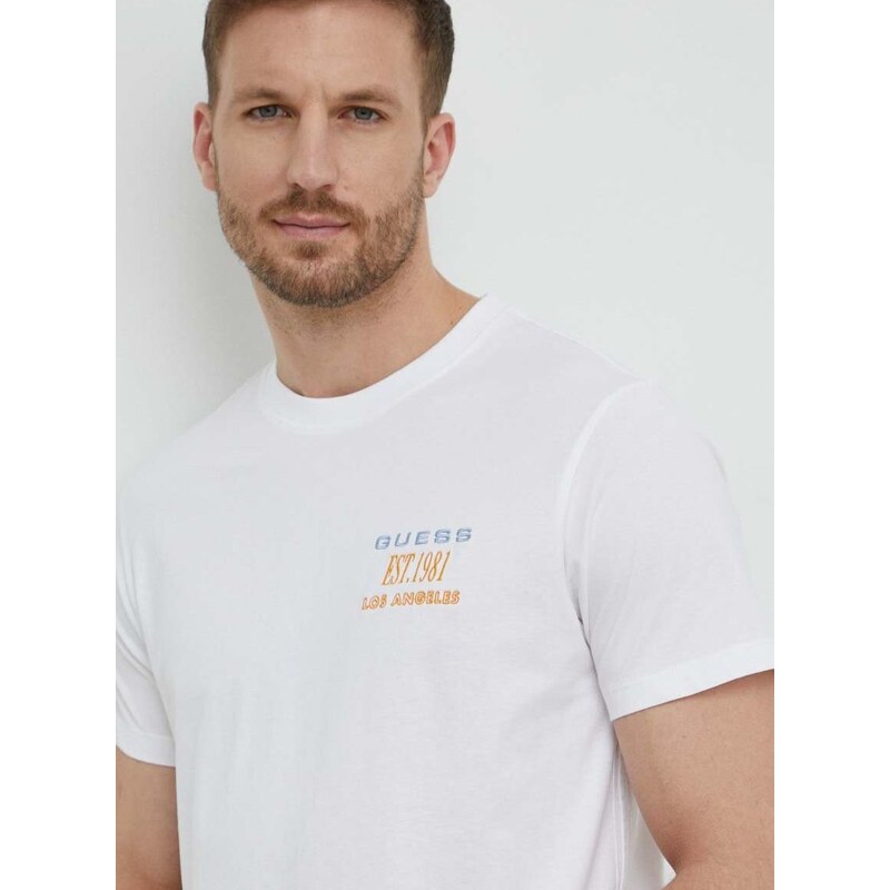 Bavlněné tričko Guess bílá barva, s aplikací, M4GI30 I3Z14