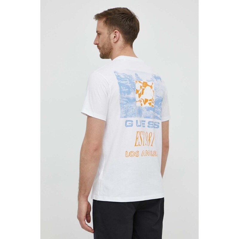 Bavlněné tričko Guess bílá barva, s aplikací, M4GI30 I3Z14