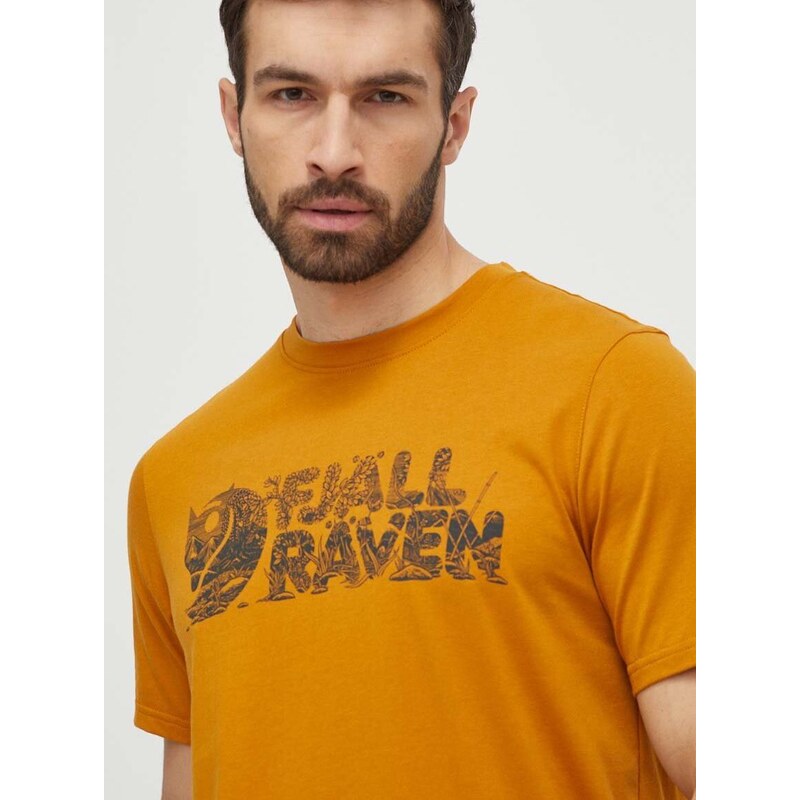 Tričko Fjallraven Lush Logo T-shirt žlutá barva, s potiskem, F12600219