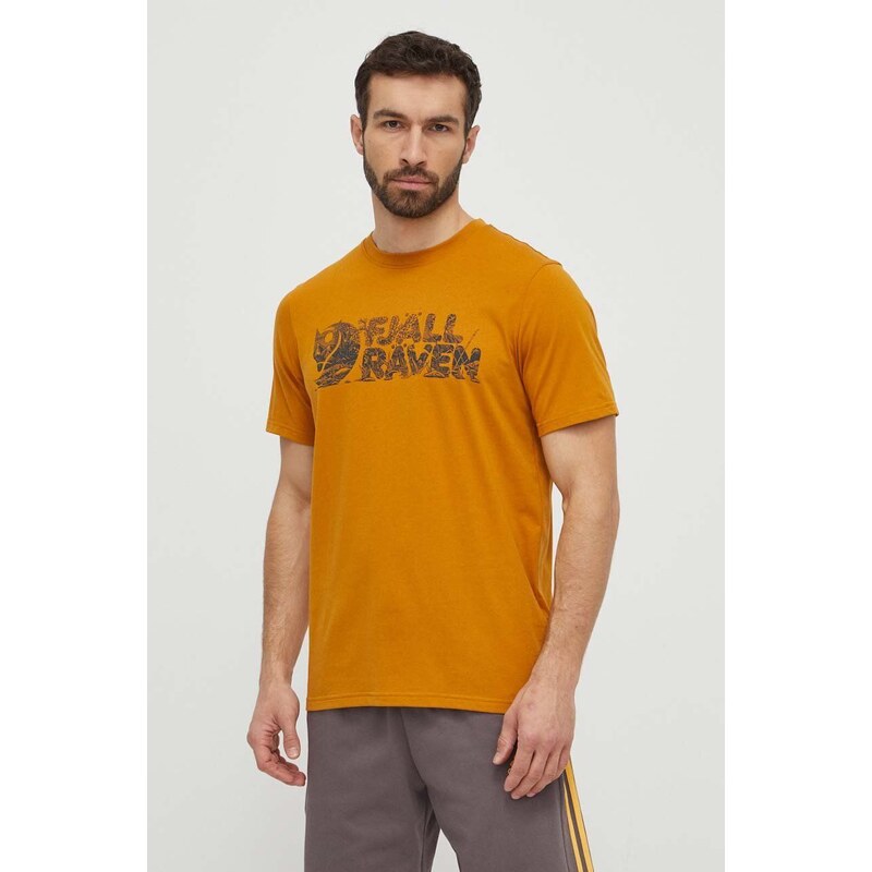 Tričko Fjallraven Lush Logo T-shirt žlutá barva, s potiskem, F12600219