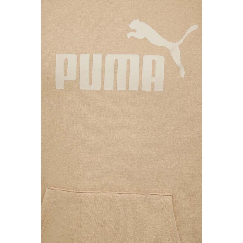 Mikina Puma pánská, béžová barva, s kapucí, s potiskem, 586687