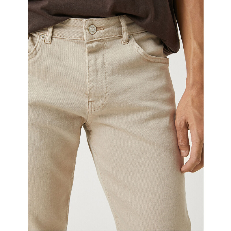 Koton Basic Woven Trousers with Button Detail, 5 Pockets