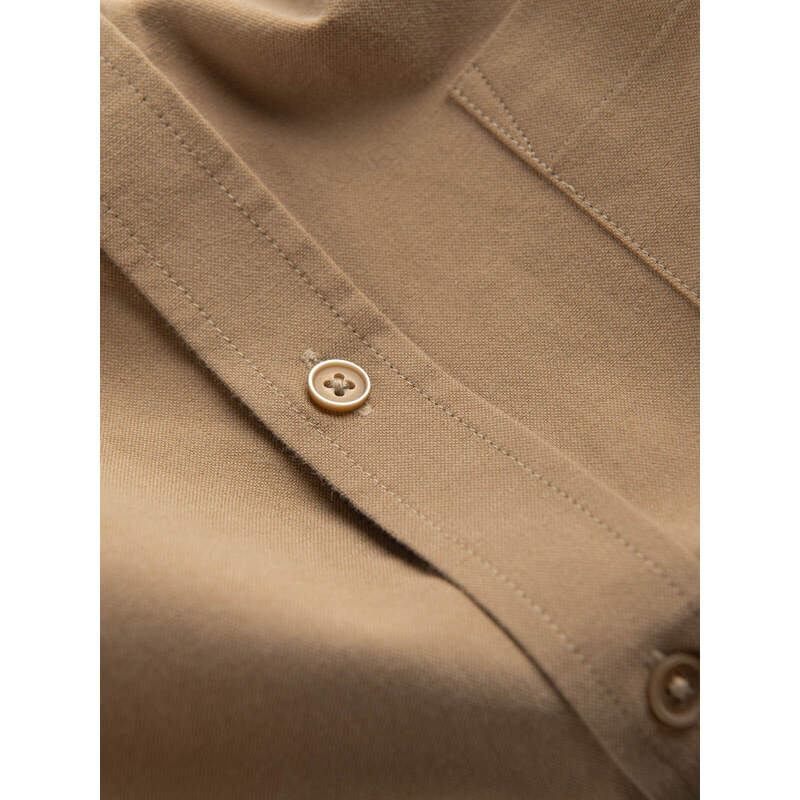 Ombre Men's REGILAR FIT cotton shirt with pocket - light brown