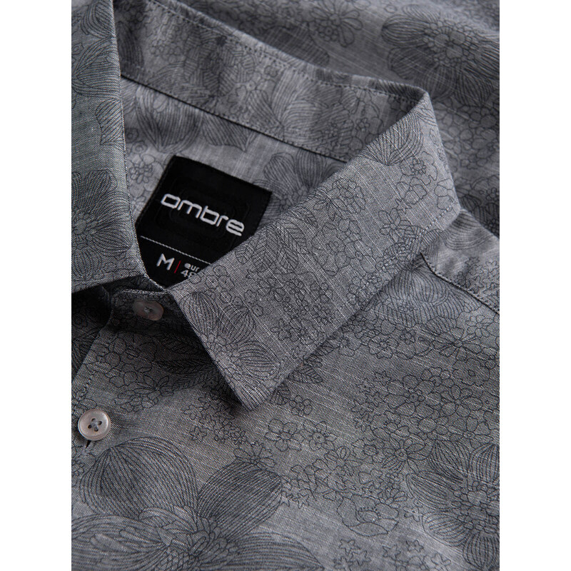 Ombre Clothing Klasická pánská flanelová bavlněná kostkovaná košile - šedá V3 OM-SHCS-0157