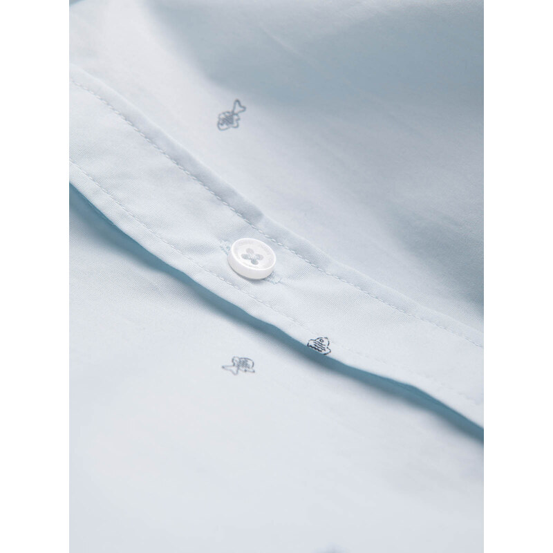 Ombre Clothing Klasická pánská bavlněná košile SLIM FIT ze síťoviny - modrá V4 OM-SHCS-0156