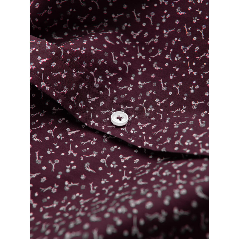 Ombre Clothing Pánská bavlněná vzorovaná košile SLIM FIT - vínová V5 OM-SHCS-0151