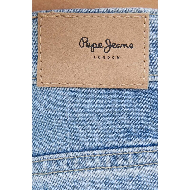 Džínové šortky Pepe Jeans dámské, hladké, high waist