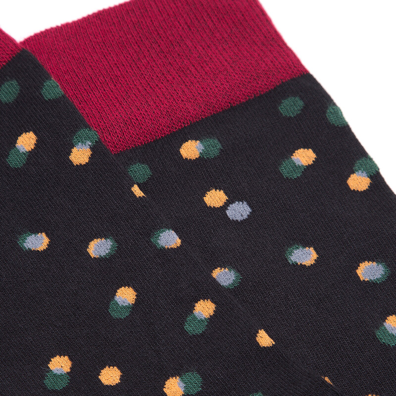 Pánské ponožky s barevnými puntíky Wittchen, vínovo-černá, bavlna