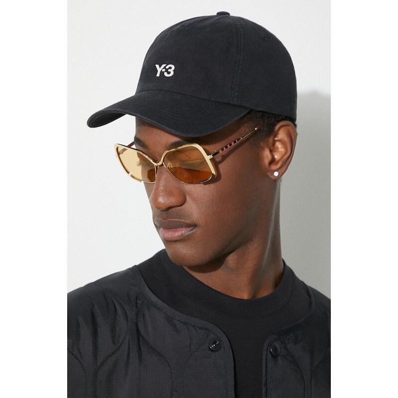 Bavlněná baseballová čepice Y-3 Dad Cap černá barva, s aplikací, IN2391