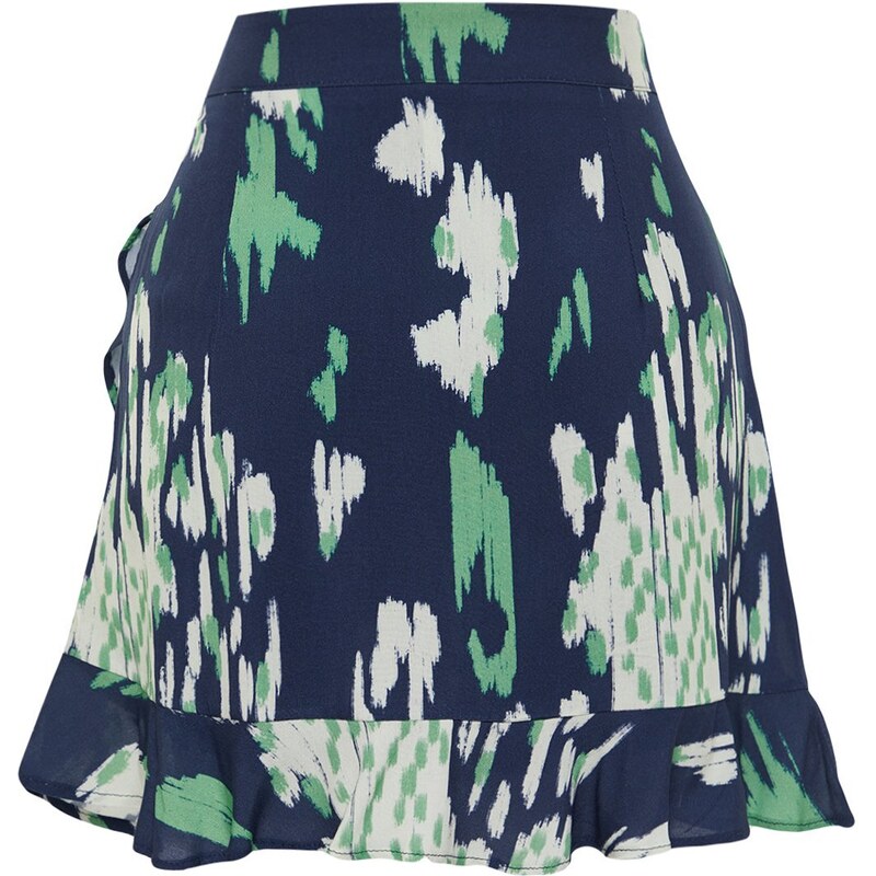 Trendyol Navy Blue Patterned Skirt Frilly Viscose Woven Shorts Skirt