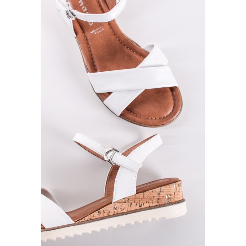 Tamaris Bílé platformové sandály 1-28106