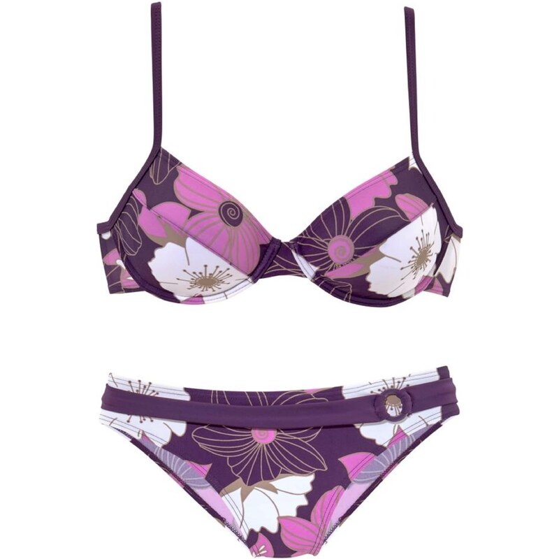 LASCANA Bikiny fialová / ostružinová / bílá